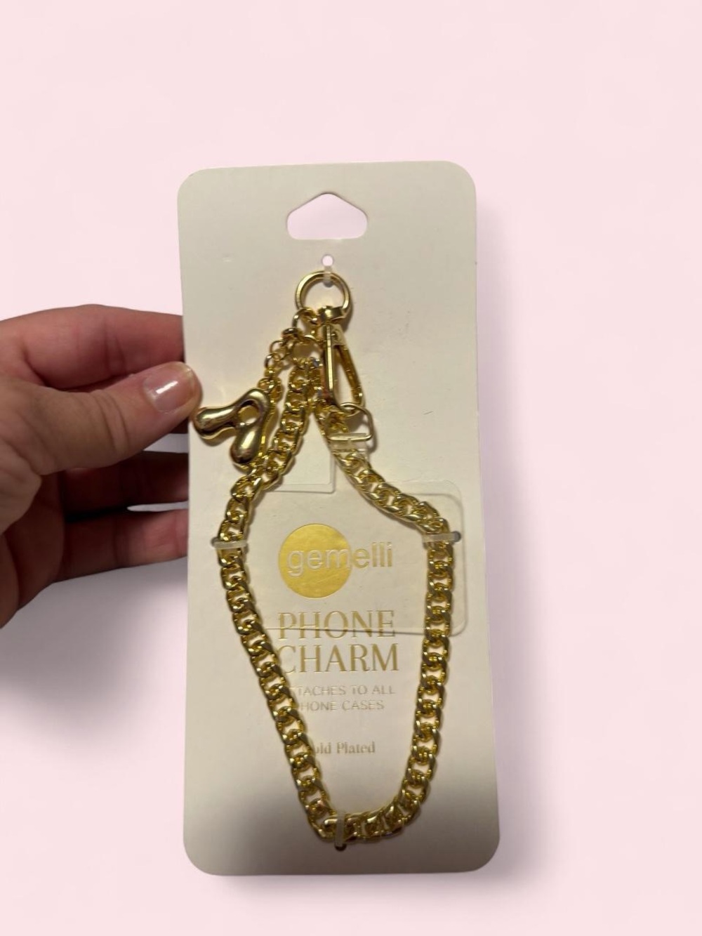 Gold Phone Charm Chain Bracelet with letter A